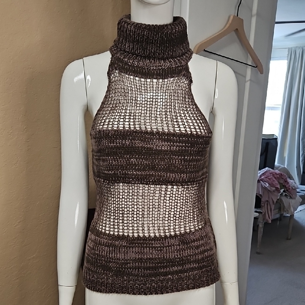 Brown Knit Halter Top Festival Coachella